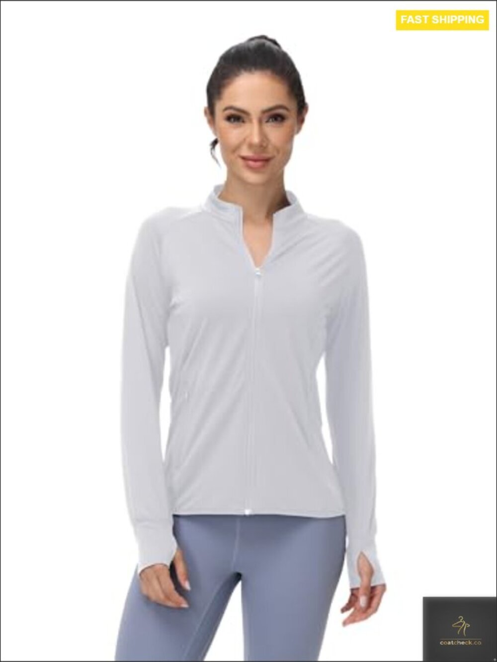 UPF 50+ Long Sleeve Full Zip Jacket Lightweight Athletic Sun Protection Hiking - Picture 2 of 7